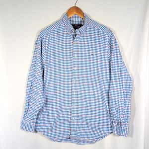 Vineyard Vines Whale Shirt Mens Slim Fit Large Red White Blue Check LS XL